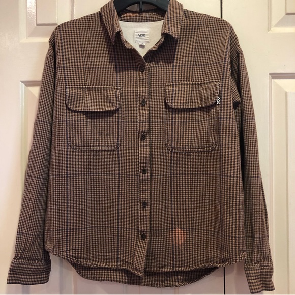 Vans Junction Flannel Glen Plaid Brown Pockets Women’s size S - Picture 1 of 8